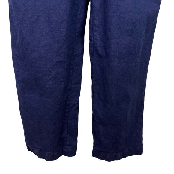 Urban Outfitters Hattie High Neck Linen Jumpsuit Navy 10 Pockets Stretch - Picture 11 of 16